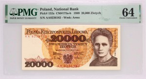 PRL, 20000 zloty 1.02.1989, rare série AA