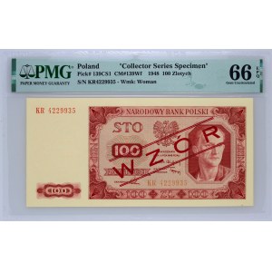PRL, 100 zloty 1.07.1948, série KR, MODÈLE