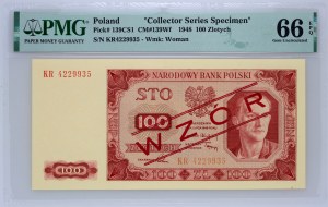 PRL, 100 złotych 1.07.1948, seria KR, WZÓR