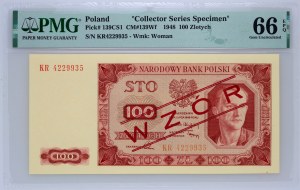PRL, 100 zloty 1.07.1948, serie KR, MODELLO