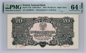République populaire de Pologne, 20 zloty 1944 