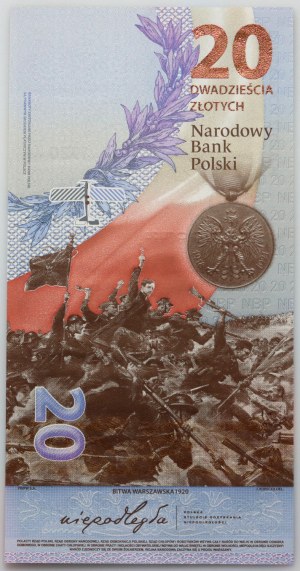 III RP, 20 zloty, 29.01.2020, Bitwa Warszawska 1920 - Józef Piłsudski, serie RP, numero basso - RP0000049