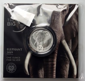 Afrique du Sud, 5 rand 2019, Eléphant d'Afrique, série 'The Big 5