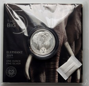 Afrique du Sud, 5 rand 2019, Eléphant d'Afrique, série 'The Big 5