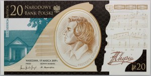 III RP, 20 gold 2009, 200th Anniversary of the Birth of Frédéric Chopin, FC series