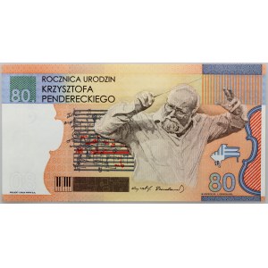 PWPW, 80, banknot testowy, 80. Rocznica urodzin Krzysztofa Pendereckiego, 2013