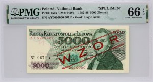 PRL, 5000 zloty 1.06.1986, MODEL, No. 0671, série AY