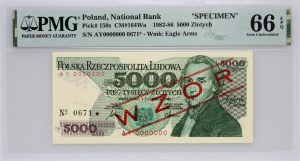 PRL, 5000 złotych 1.06.1986, WZÓR, No. 0671, seria AY