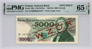 PRL, 5000 zloty 1.06.1986, MODELLO, n. 0670, serie AY