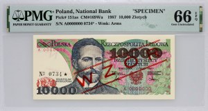 PRL, 10000 zloty 1.02.1987, MODELLO, n. 0734, serie A