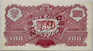 République populaire de Pologne, 100 zloty 1944 obligatoire, modèle, série de remplacement Dr.