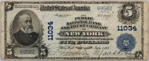 États-Unis d'Amérique, New York, 5 dollars, 5.07.1914
