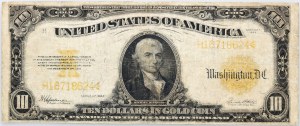 Spojené štáty americké, 10 dolárov 1922, zlatý certifikát, séria H