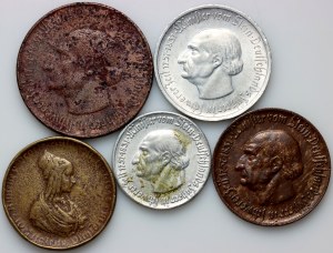 Allemagne, Westphalie, série de pièces 1921-1923, (5 pièces)