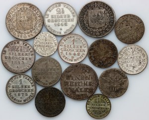 Niemcy, Prusy, zestaw monet z lat 1759-1873, (15 sztuk)