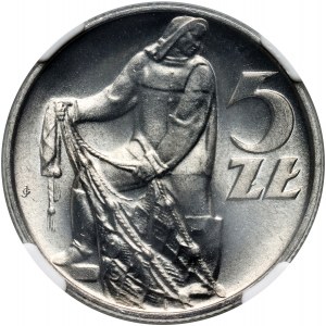 Poľská ľudová republika, 5 zlotých 1960, Rybár, ľahký twist