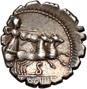 République romaine, L. Procilius 80 BC, denarius serratus, Rome