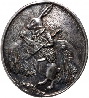 Henryk Winograd, brošňa s obrazom králika z Alice v krajine zázrakov, striebro