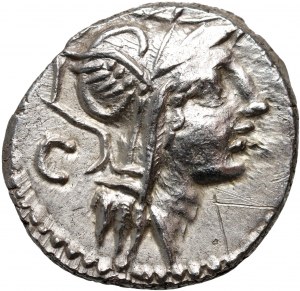 Římská republika, D. Silanus 91 př. n. l., denár, Řím