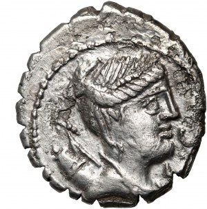 Římská republika, Ti. Claudius Ti. Nero 79 př. n. l., denár serratus, Řím