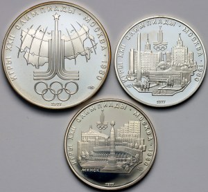 Russia, URSS, 10 e 5 rubli Olimpiadi di Mosca 1980 - set di 3 pezzi
