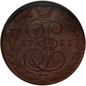 Rusko, Katarína II, 5 kopejok 1791 EM