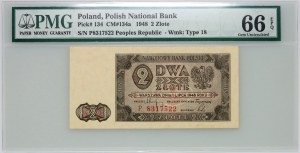 PRL, 2 Zloty 1.07.1948, Einzelbuchstaben-Serie P