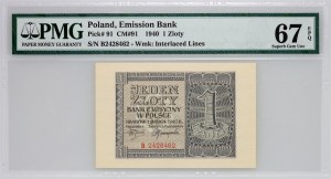 Governo generale, 1 zloty 1.03.1940, serie B