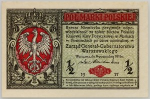 Generalne Gubernatorstwo, 1/2 marki polskiej 9.12.1916, Generał, seria B