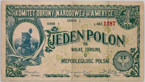 Voucher for patriotic purposes, Committee for National Defense in America, 1 polonium = 25 US cents, Series 1