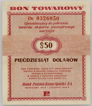 People's Republic of Poland, $50 gift certificate, Pekao, 1.01.1960, dc series, FALSE