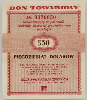 République populaire de Pologne, bon de 50 dollars, Pekao, 1.01.1960, série Dc, FAUX