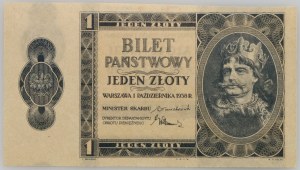 II RP, 1 złoty 1.10.1938, bez serii i numeratora, DESTRUKT