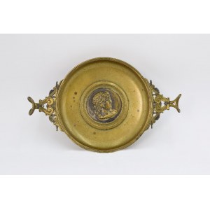 FERDINAND BARBEDIENNE (1810-1892), Platter in antique type with relief head of a young man [Alexander the Great?]