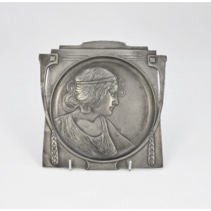 Art Nouveau plaque with profile of a woman