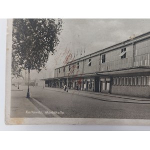 Postcard, Kattowitz, Markt Halle, Market Hall