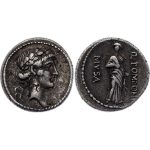 Roman Republic Denarius 56 BC (ND) Q. Pomponius Musa