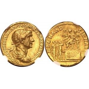 Roman Empire Trajan AV Aureus 116 AD NGC VF5/5 - 3/5, Fine Style