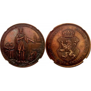 Austria Bronze Medal Coronation of Maria Anna as Queen of Bohemia, Prague 1836 MDCCCXXXVI NGC AU58 BN