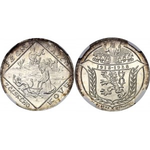 Czechoslovakia 2 Dukat 1928 (1973) Restrike NGC MS66