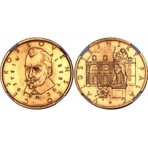 Czechoslovakia Gold 3 Dukat Medal Albrecht von Wallenstein - Wallenstein Palace 1974 (ND) NGC MS65