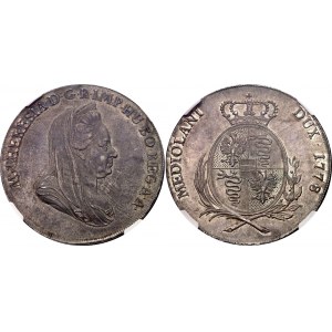 Austrian States Milan Scudo 1778 NGC MS62 Ex. Millenia