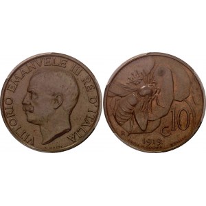 Italy 10 Centesimi 1919 R PROVA PCGS SP64 BN