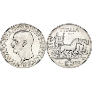 Italy 20 Lire 1936 R PROVA GENI UNC