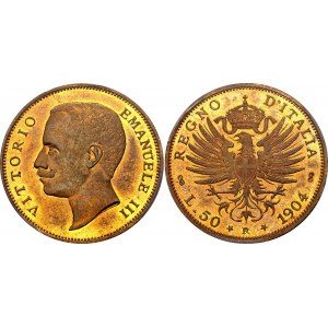 Italy 50 Lire 1904 R PROVA PCGS SP63