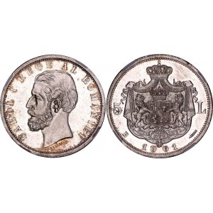 Romania 5 Lei 1901 B NGC MS62+