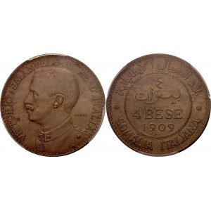 Italian Somaliland 4 Bese 1909 R PROVA PCGS SP63 BN