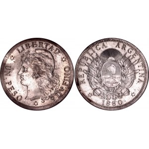 Argentina 1 Peso 1880 Pattern NGC MS62
