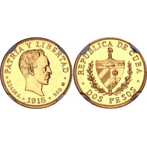 Cuba 2 Pesos 1915 NGC PF62