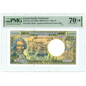 French Pacific Territories 5000 Francs 1996 (ND) PMG 70 EPQ Seventy Gem UNC